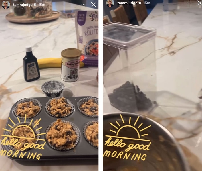 Screenshots of cookies being made in Tamra Judge's kitchen