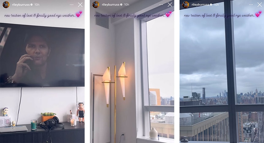 Riley Burruss' decor and view in her New York City apartment.