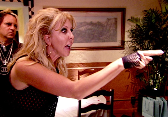 Vicki Gunvalson points a finger during an episode of the Real Housewives of Orange County Season 7