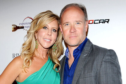 Vicki Gunvalson and Brooks Ayers pose for a photo together
