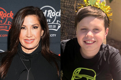 Split of Jacqueline Laurita at a Hard Rock event and Nicholas wearing a black tee