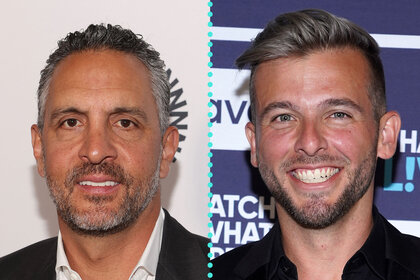 A split of Mauricio Umansky and Tyler Whitman in front of step and repeats.