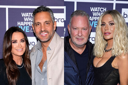 Split of Kyle Richards with Mauricio Umansky and Dorit Kemsley with Paul Kemsley at WWHL in NYC.
