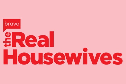 The Real Housewives logo overlaid onto a pink background.