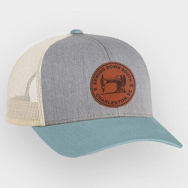 Grey Leather Patch Trucker