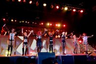 Musical groups SWV and Xscape on stage