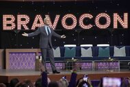 Andy Cohen on the stage of a taping of WWHL during BravoCon 2022