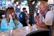 Lala Kent and Tom Schwartz having a conversation together at Tom Tom Restaurant.