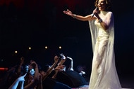 Luann De Lesseps performing during her cabaret performance.