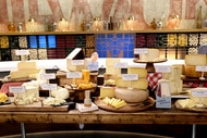 A table of various Wisconsin cheeses seen on Top Chef Season 21 Episode 3