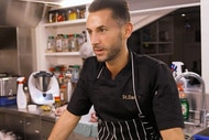Chef Anthony Iracane in the St. David yacht galley.