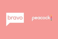 The Bravo and Peacock logos overlaid onto a colorful background.