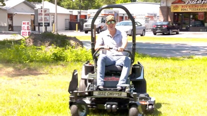 Shep Is So Excited to Ride a Lawn Mower (Because of Course He Is)