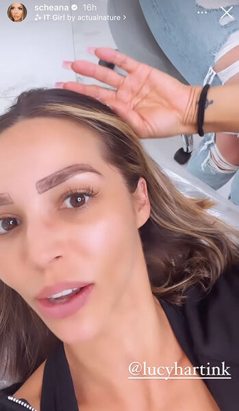 Scheana Shay shows her eyebrows before getting them done.