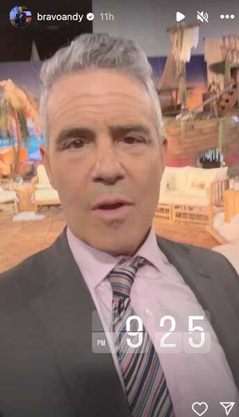 Screenshot of Andy Cohen's instagram story
