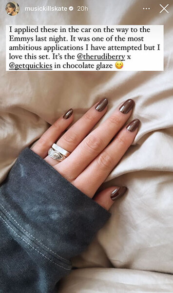 Katie Maloney shows her chrome manicure.
