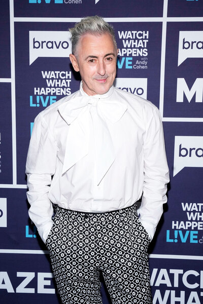 Alan Cumming in front of the step and repeat at the Watch What Happens Live clubhouse in New York City.