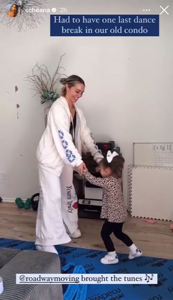 Scheana Shay dances with a child on her Instagram story.