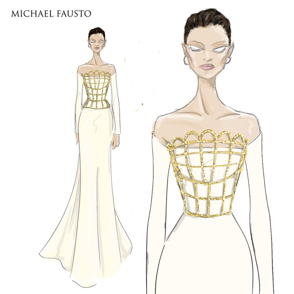 Michael Fausto's fashion sketch of a reunion look for Marysol Patton.