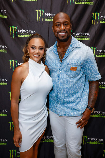 Ashley Darby and Vernon Davis attend the Monster Energy BIG3 Celebrity Game Welcome Party