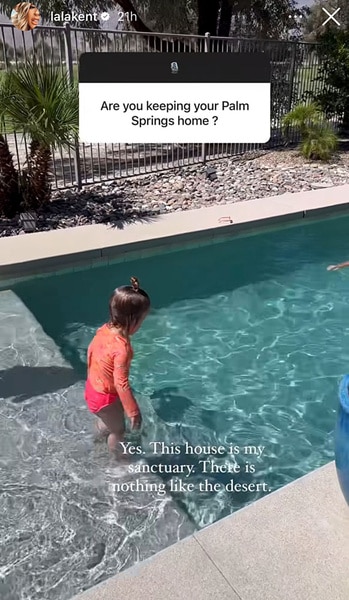 Ocean Emmett in her pool in Palm Springs