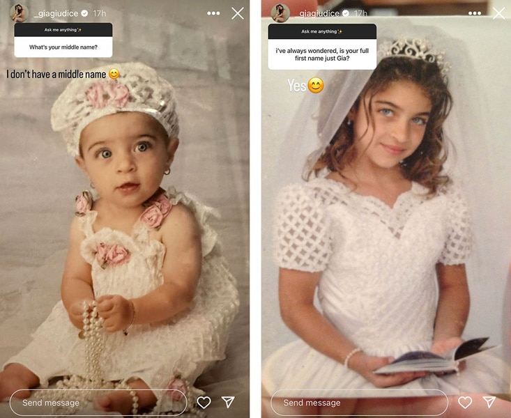 A split of Gia Giudice as a baby and a young child.