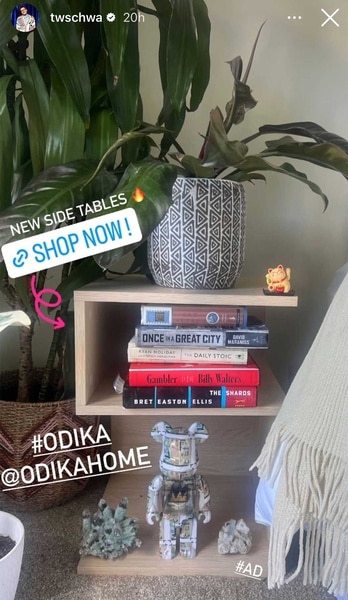 Tom Schwartz shows off a new shelf with books on it on his instagram story