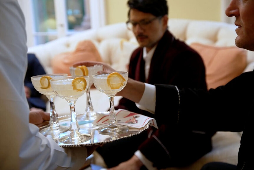Cocktails being served during dinner