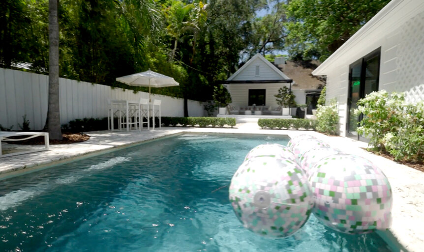 Exterior views of Marysol Pattons pool in her Miami, Florida home.