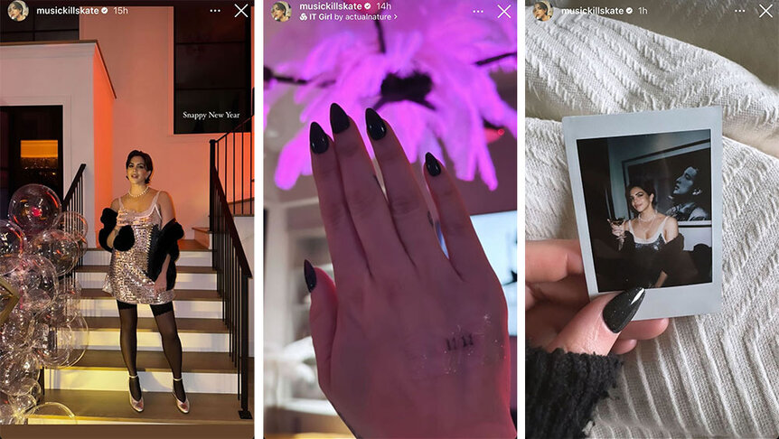 A split of Katie Maloney's New Year's fashion and nails.