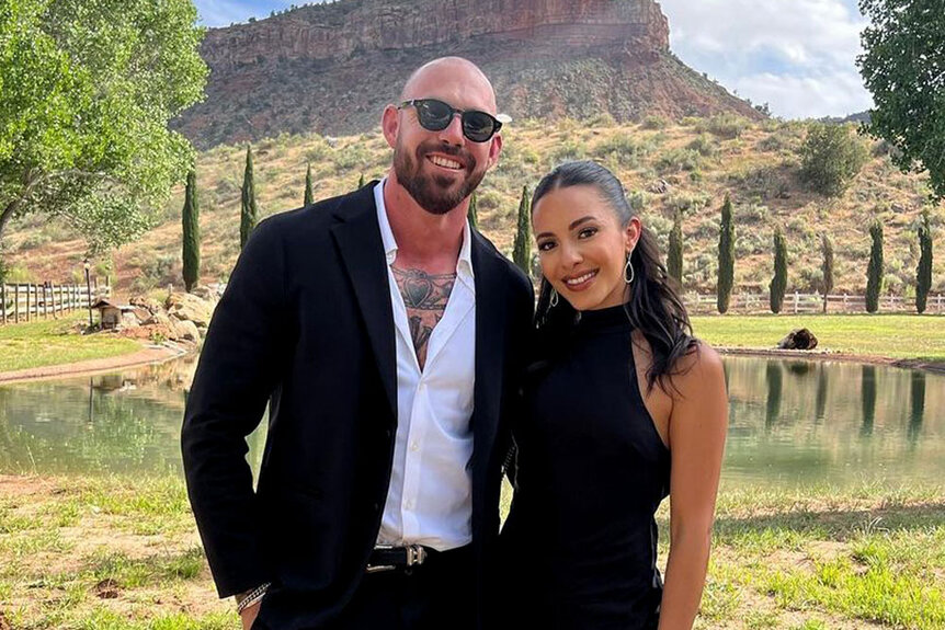 Charli Burnett posts a photo of her and her fiancé Corey Loftus standing outside.