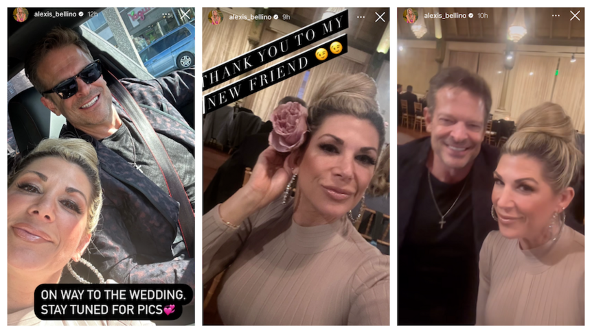 A series of Alexis Bellino and John Janssen at a wedding together.