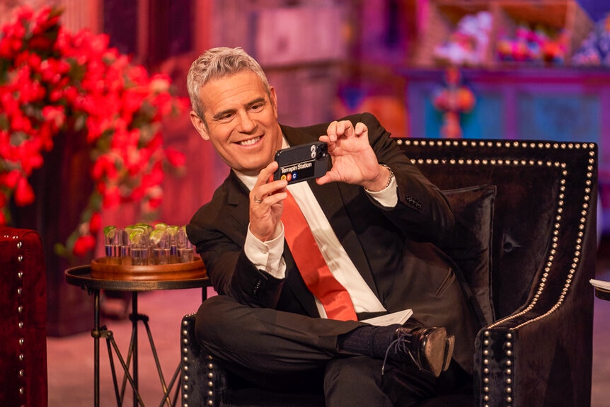 Andy Cohen takes a picture of some of the RHOM cast at the Season 6 reunion.
