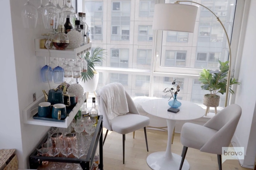 Danielle Olivera's bar and lounge area during her home tour