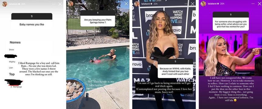 Lala Kent posts a series of Q and As along with photos from her life.