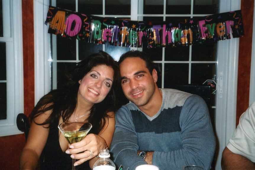 Joe Gorga posing with Kathy Wakile at a a 40th birthday party.