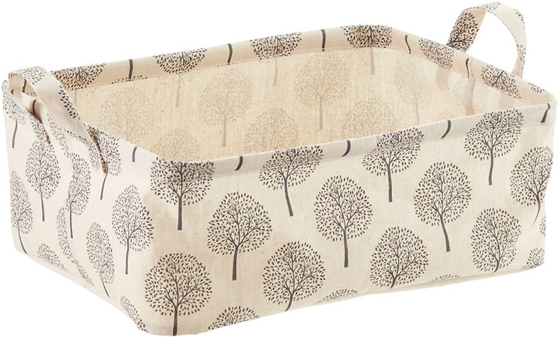 Natural Tree Print Fabric Storage Bins with Handles