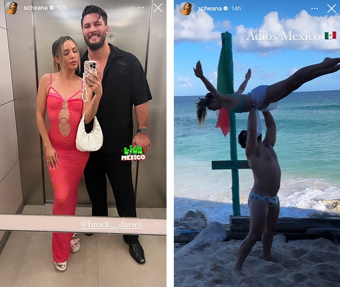 Scheana Shay and Brock Davies have fun together in Mexico in an elevator and on the beach.