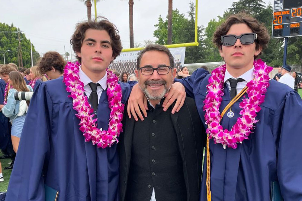 Paul Nassif with his twins, Christian Nassif and Collin Nassif, on their HS graduation day.