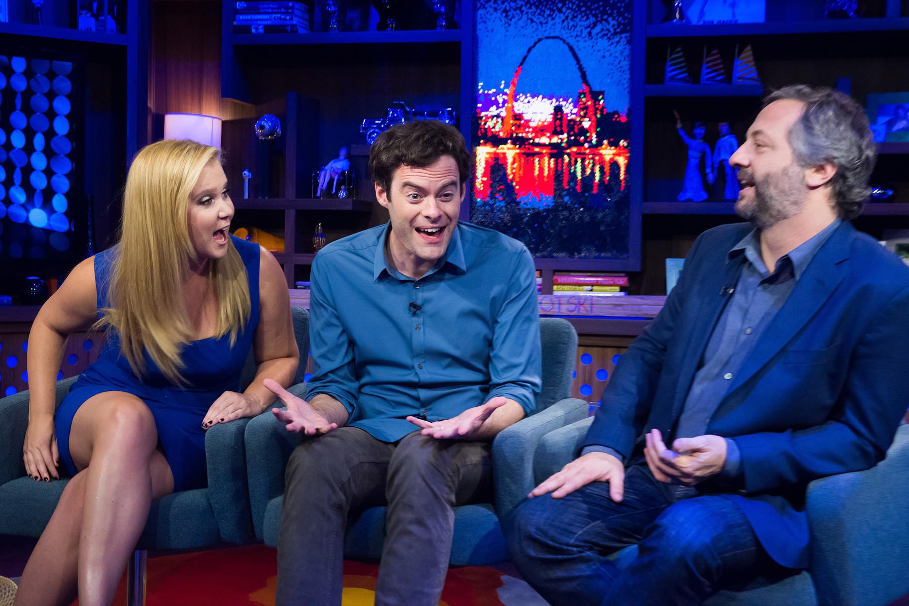 Amy Schumer Bill Hader And Judd Apatow Watch What Happens Live With Andy Cohen Photos 