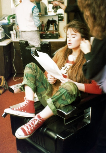 Kyle Richards as a teenager reading a script.