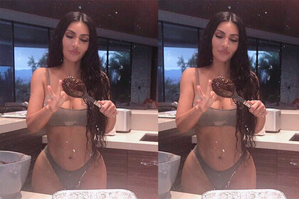 Kim Kardashian Baking in Thong Underwear on Instagram