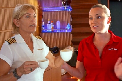 Captain Sandy Yawn, Hannah Ferrier in Below Deck Mediterranean Season 4