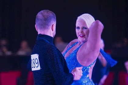 Screengrab of Donie and her partner at a dance competition