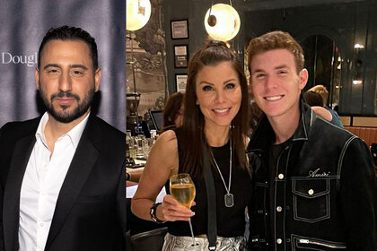 Split image of Josh Altman and Heather Dubrow with her son Nick Dubrow