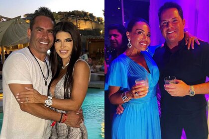 A split image of Louie Ruelas and Teresa Giudice next to Dolores Catania and Paulie Connell