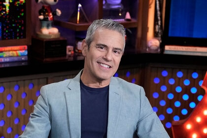 Andy Cohen seen posing for a photo at the Watch What Happens Live Studios.