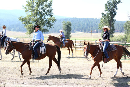 Sonja Morgan and Luann Delesseps riding horses in Montana.