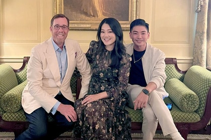 Crystal Minkoff, Rob Minkoff and Jeffrey Kung sitting together at the White House in Washington D.C.