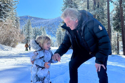 Ken Todd on a ski slope in Lake Tahoe with his grandson Teddy Sabo